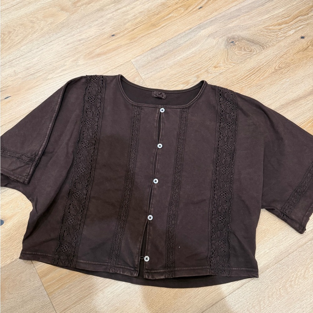 Aerie cropped button up cardigan blouse